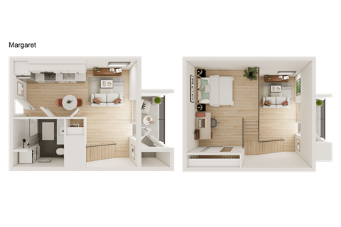 Floor plan for 1 bed, 1 bath, 585 sqft